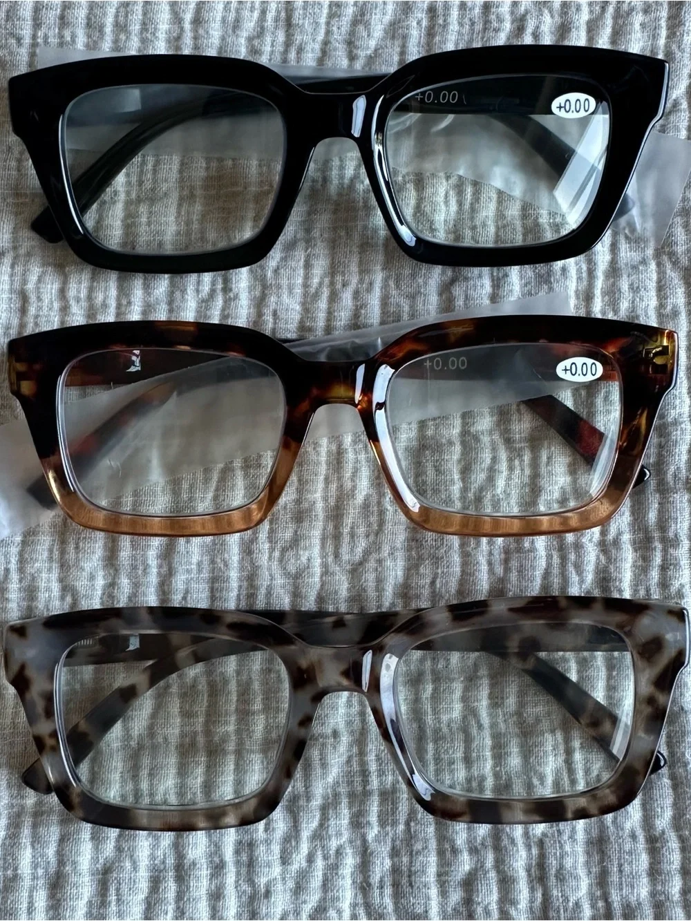 Blue Light Blocking Glasses 0.0X Set of 3 Tortoise Shell Black